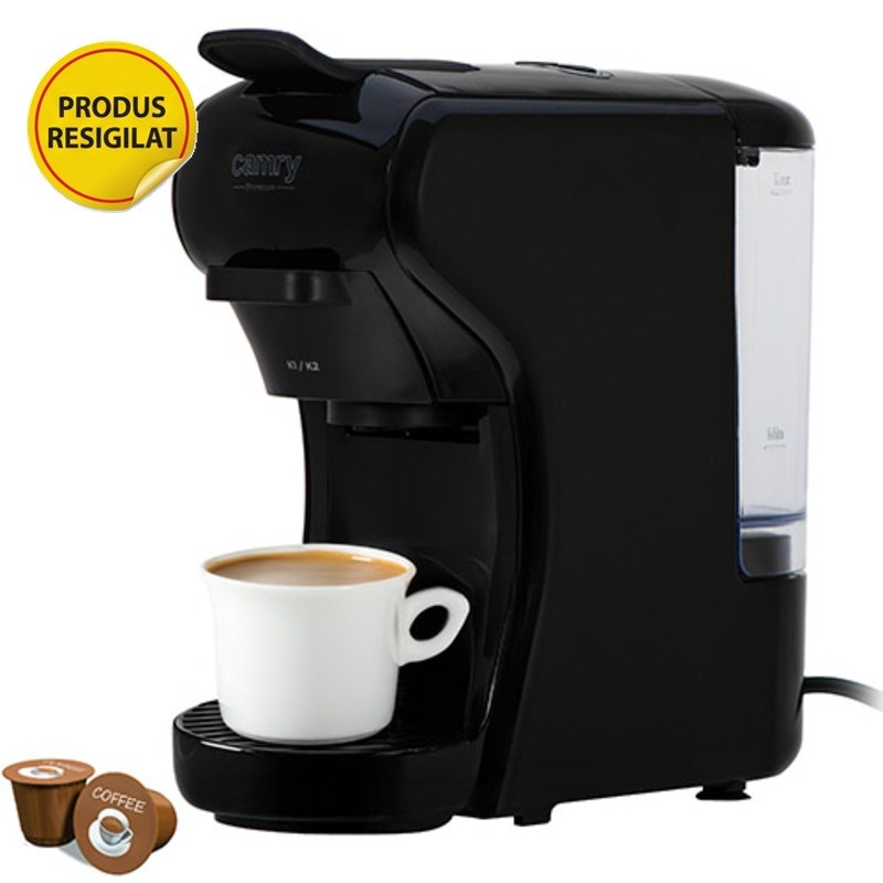 RESIGILAT - Espressor Camry CR 4414 Black, 1450 W, 19 bari, rezervor apa 0.6 L, multi-capsule, 9 adaptoare, negru
