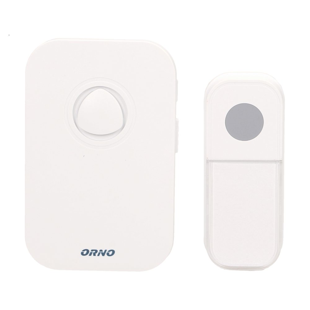 Sonerie wireless FADO DC ORNO OR-DB-KF-134, alimentare cu baterii, IP44, 100 m, 36 sonerii, control volum, alb