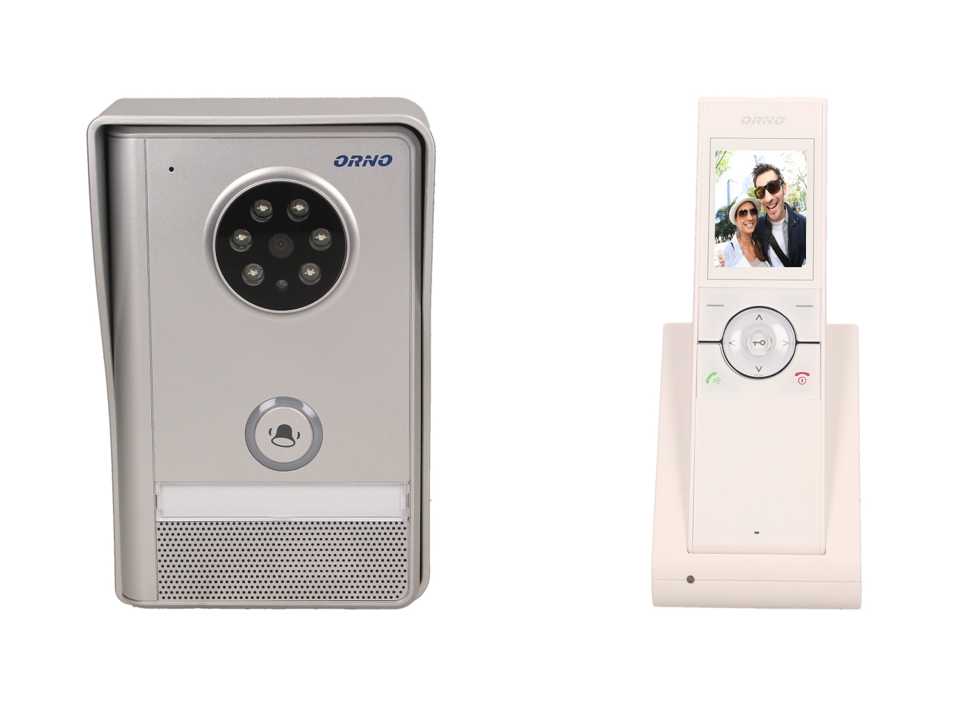Videointerfon SEMIS MEMO ORNO OR-VID-XE-1051/W, color, wireless, display LCD 2.4 ", 3 sonerii, iluminare noaptea, alb
