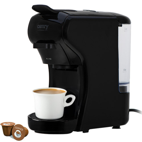 Espressor Camry CR 4414 Black, 1450 W, 19 bari, rezervor apa 0.6 L, multi-capsule, 9 adaptoare, negru
