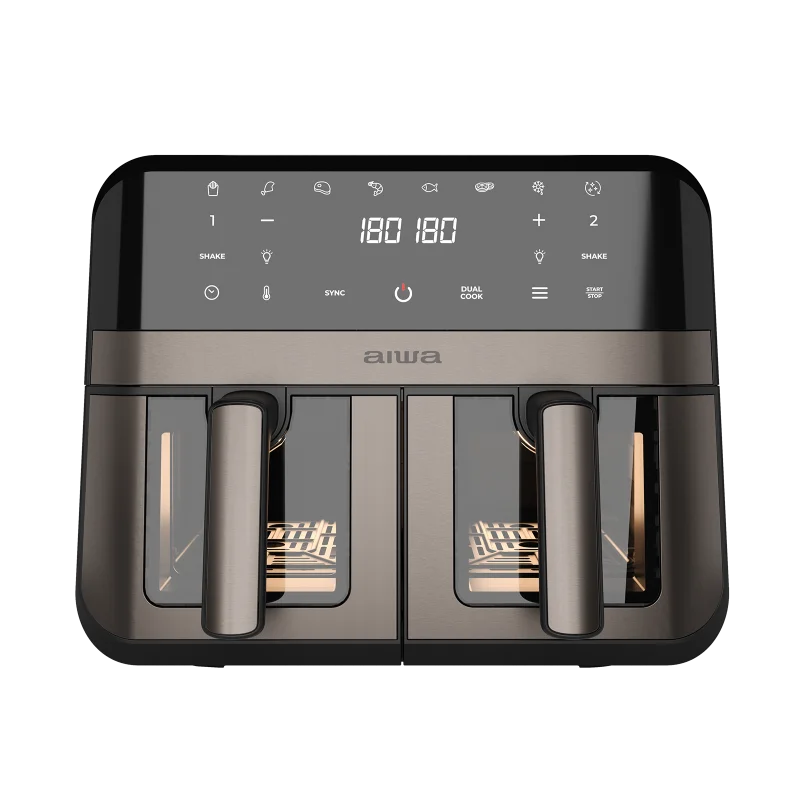 Friteuza Aiwa AFR-9000, 2400W, 9 litri, 8 programe, 80°C - 200°C, 60 minute, Defrost si autocuratare