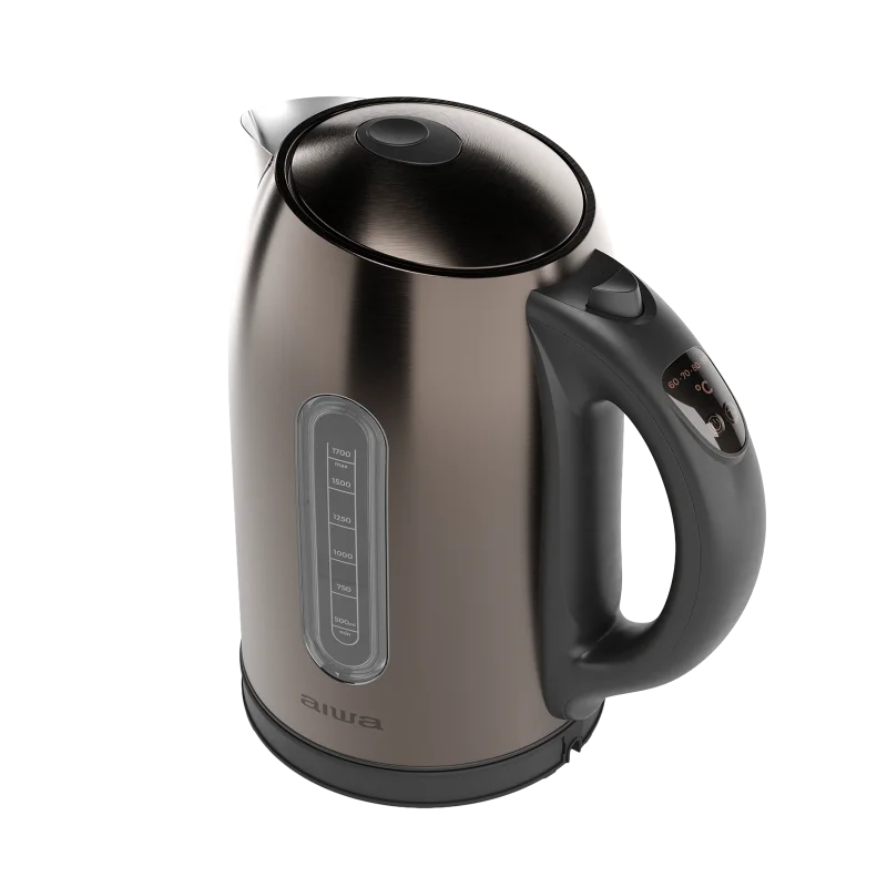 Fierbator AIWA AKT-3000D, 1.7L, 2200W, control digital, protectie supraincalzire, inox, Maro