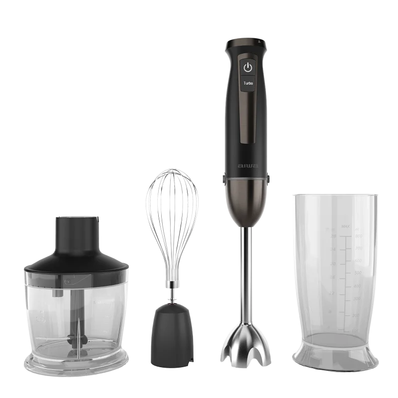 Mixer vertical AIWA ABL-1500P, 1500W, viteza variabila+turbo, 6 lame Satoku din titan, BPA free, Negru/Maro