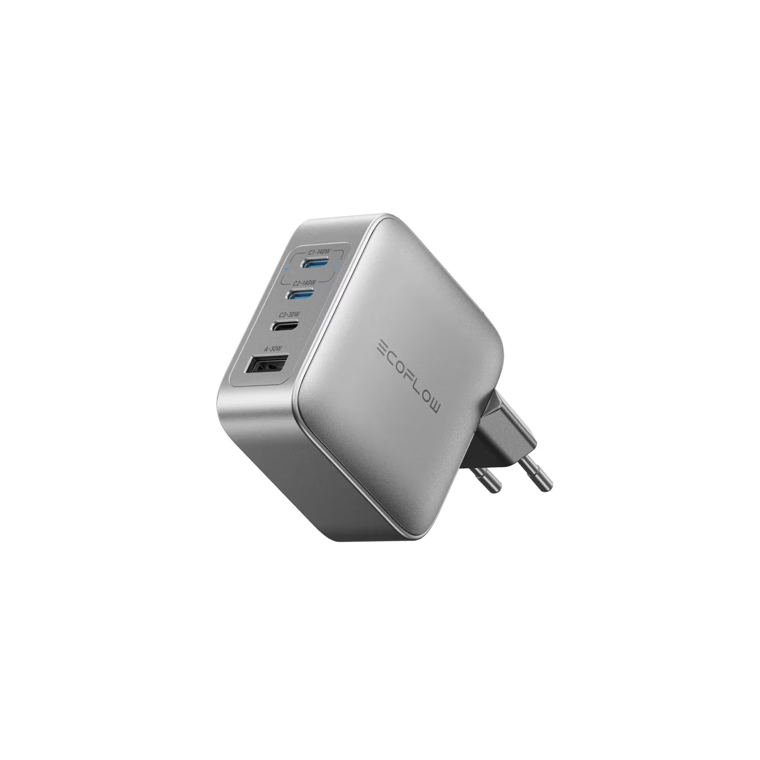 Incarcator de retea EcoFlow RAPID Pro 140W, 3x USB-C, 1x USB-A, GaN, Gri