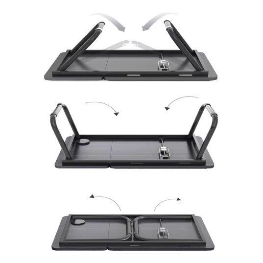 Masuta pliabila pentru laptop, cu inclinare reglabila, suport pentru pahar, Herum, Alb, 60 x 32 x 25 cm