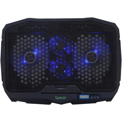 Cooler Spacer notebook Gaming 17″, 4 ventilatoare, USB, negru
