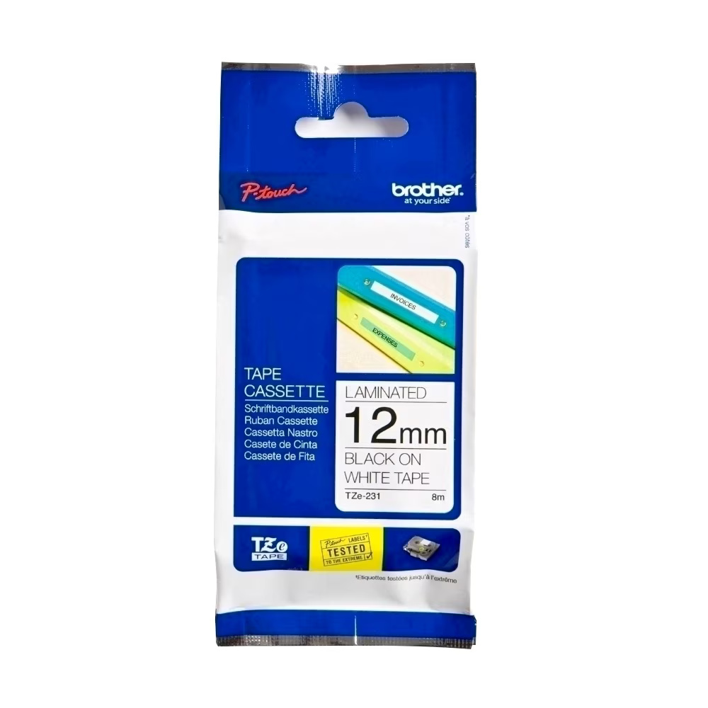 Banda Brother P-Touch TZ231 black on white, 12mm