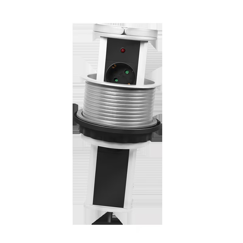 Multipriza incorporabila LogiLink LPS235A, 3 prize, mecanism ridicare/coborare, indicator LED, H05VV-F 3G 1.5 mm², cordon 1.8 m, Argintiu/Negru/Alb