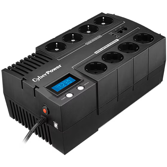 UPS CyberPower BR1000ELCD, 1000VA/ 600W, 8 prize Schuko, USB-A, AVR, LCD Display