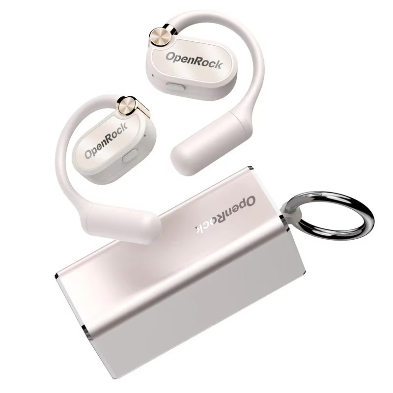 Casti OneOdio „OpenRock X”, Open-Ear, utilizare smartphone, Bluetooth 5.3, rezistent la apa, multi-pairing, 4x mic, noise canceling, alb
