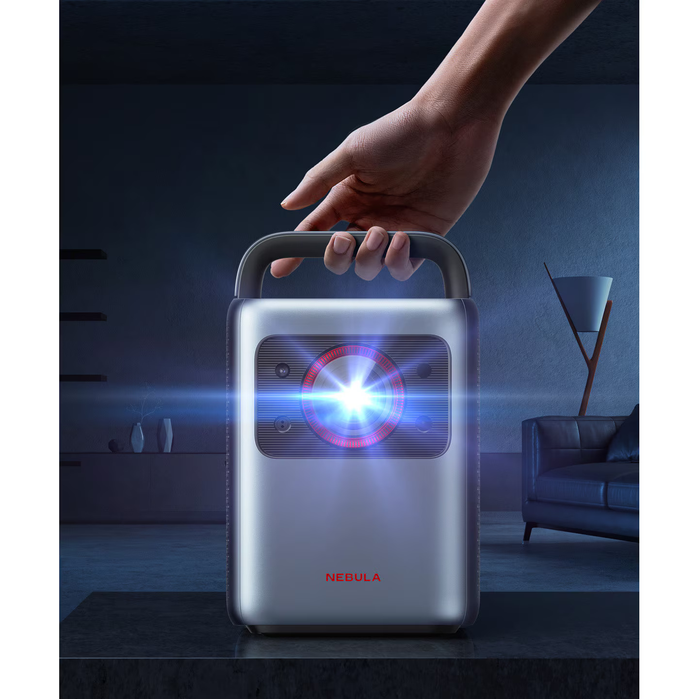 Proiector video portabil smart Anker Nebula Cosmos Laser, 4K, 1840 ANSI Lumens, Android TV 10, Wi-Fi