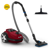 RESIGILAT- Aspirator cu sac Philips FC8781/09, 650 W, capacitate colectare 4 L, 21.5 kWh/an, Filtru anti-alergeni, Microfiltru, cap TriActive Pro, Tub telescopic metalic din 2 piese, rosu