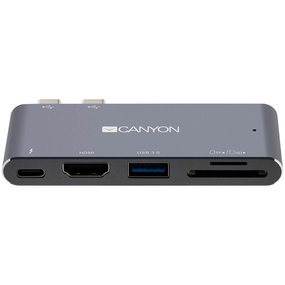 Docking station Canyon CNS-TDS05DG, 5 porturi, USB-C, aluminiu