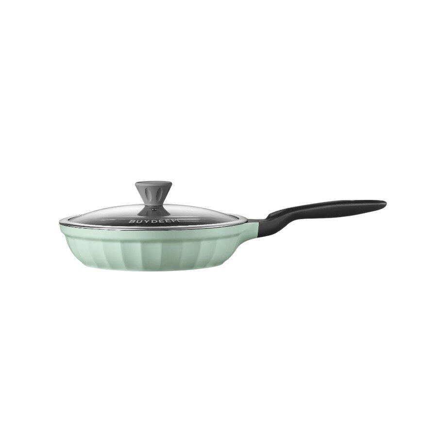 Tigaie din aluminiu BUYDEEM 25cm, antiaderenta, cu capac din sticla