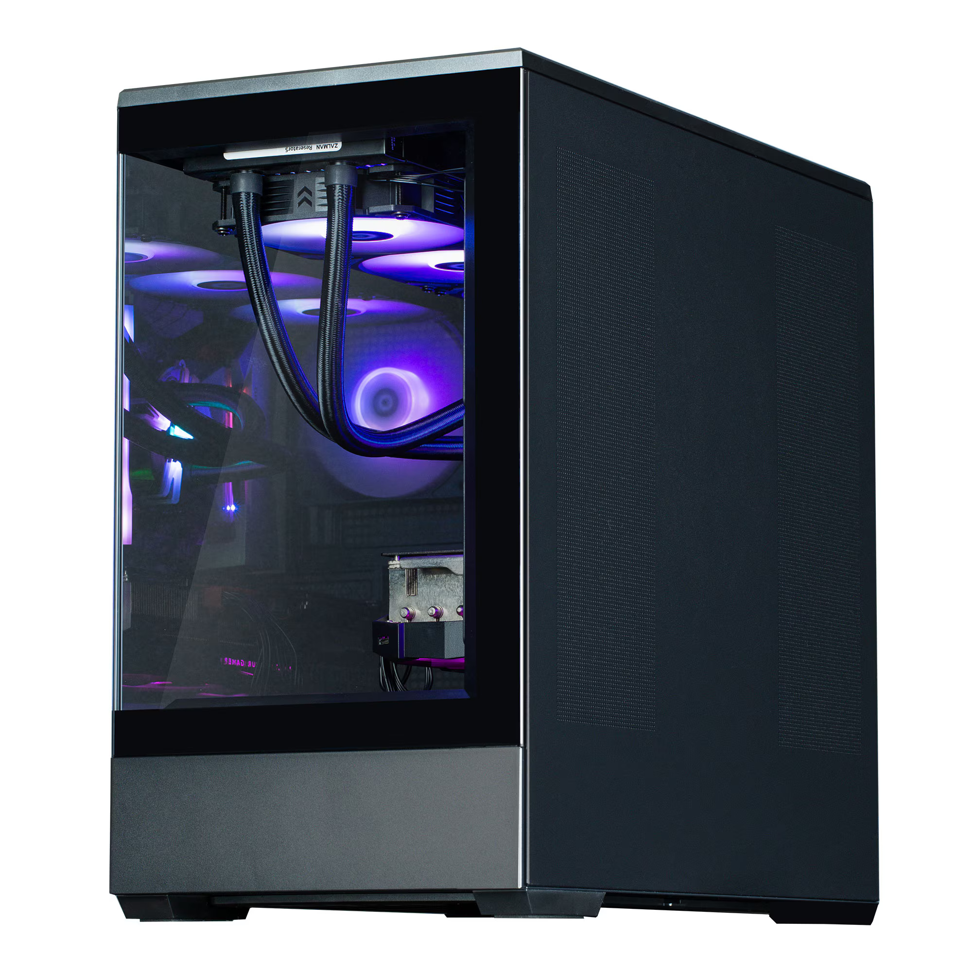 Carcasa Zalman „P30”, mini tower, gaming, fara sursa, suporta 9xfan, 3xfan inclus, USB 3.1 gen1 x 1, USB Type-C, audio+mic, 5 sloturi expansiune, negru