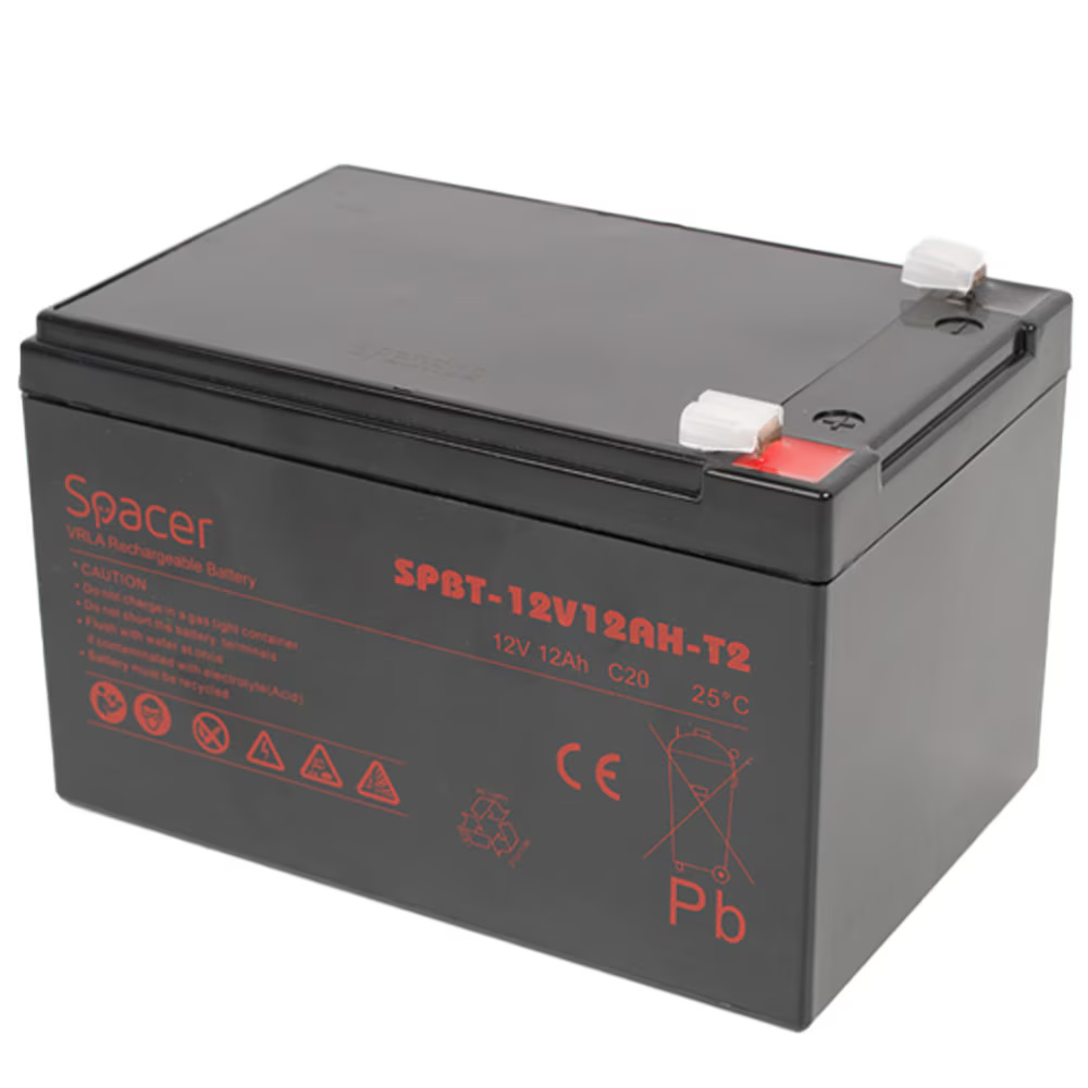 Acumulator UPS SPACER 12V / 12Ah, dimensiuni: 152x99x96mm, inaltime+terminal: 101mm, terminal F2(T2)