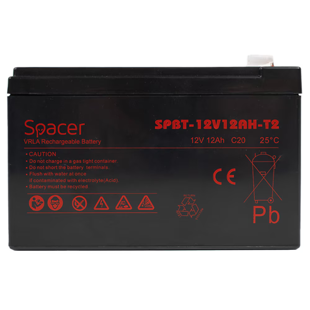 Acumulator UPS SPACER 12V / 12Ah, dimensiuni: 152x99x96mm, inaltime+terminal: 101mm, terminal F2(T2)