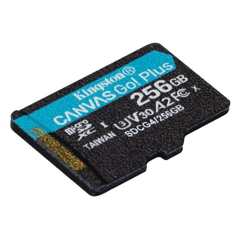 Card de memorie Kingston, Canvas Go! Plus, 256GB, UHS-I, negru, turcoaz