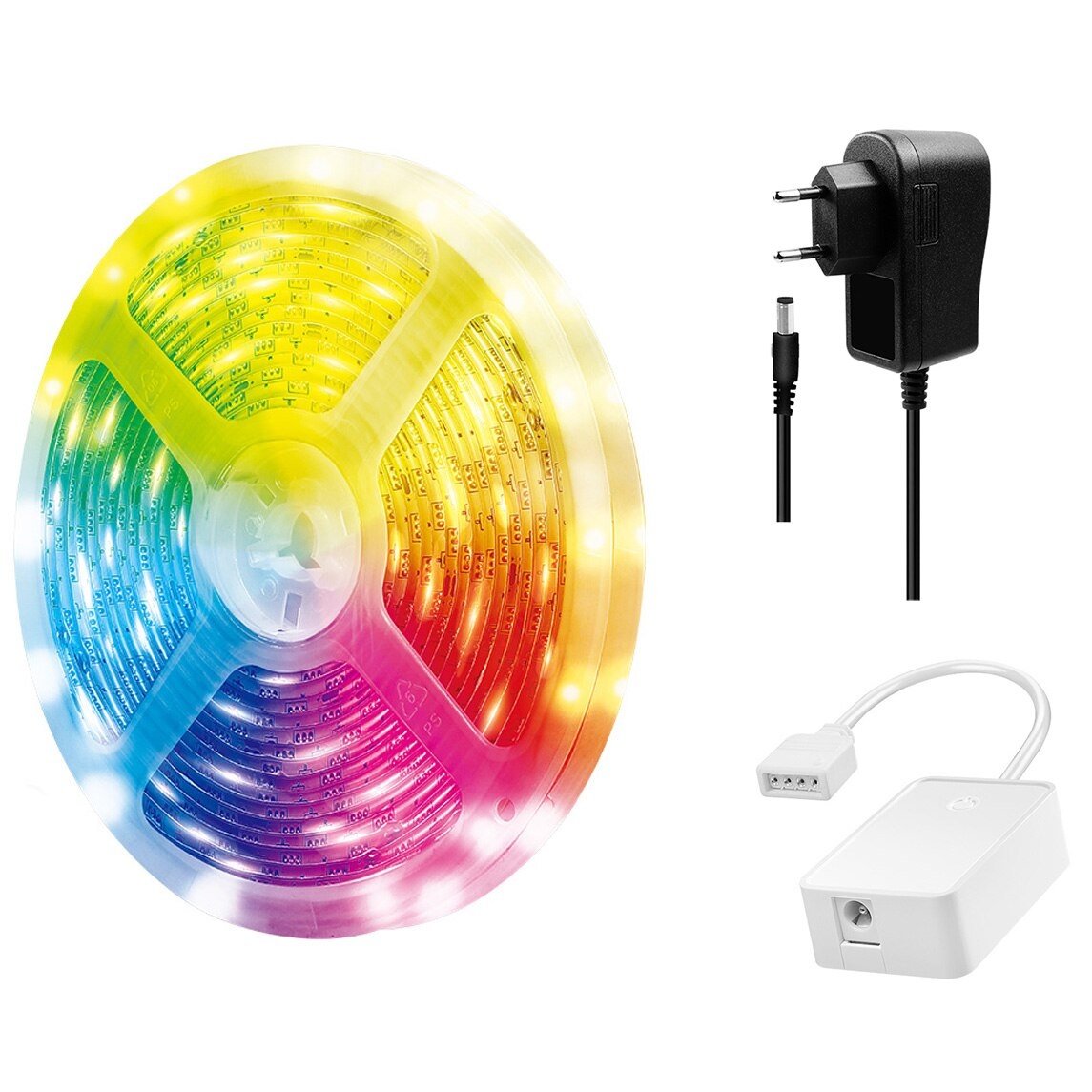 Banda LED RGB inteligenta LogiLink SH0126, Wi-Fi, 400 lm, lumina colorata, autoadeziva, IP65, compatibil TUYA/Amazon Alexa/Google Home, 5m