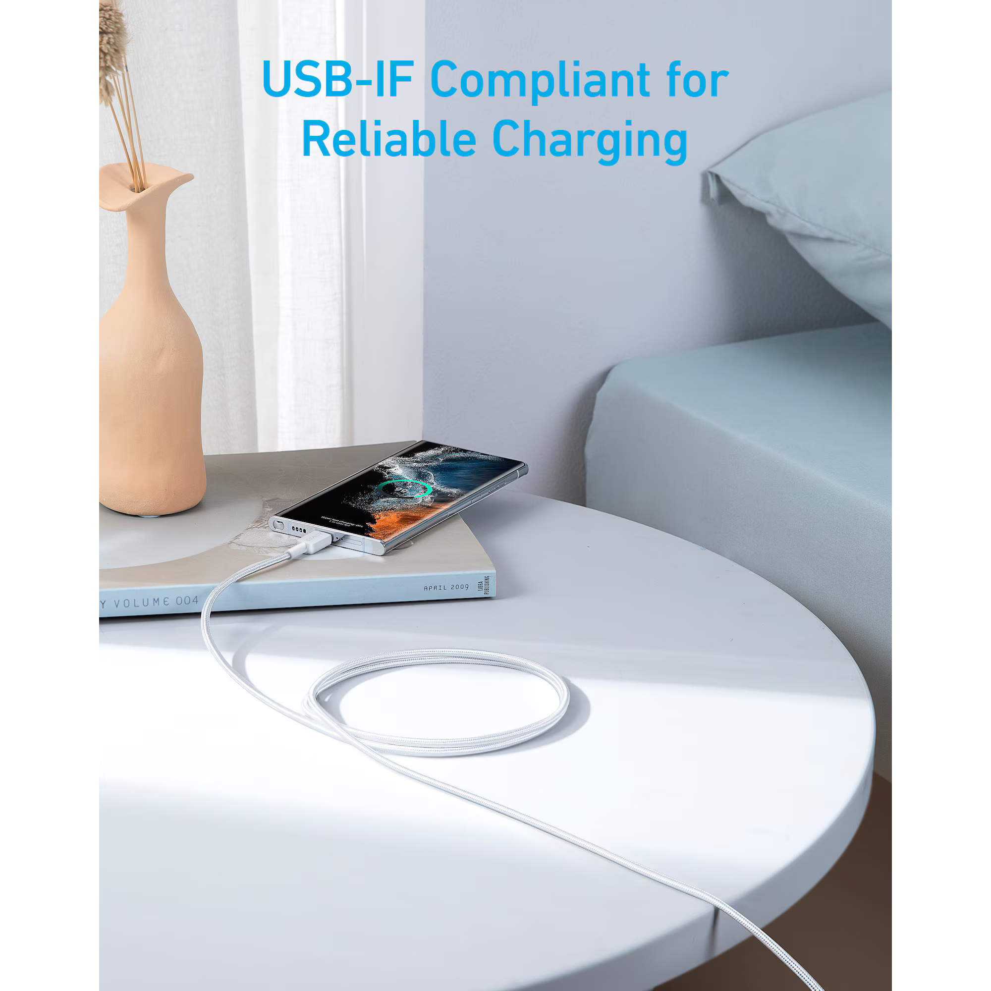 Cablu alimentare si date Anker, USB-A (T) la USB Type-C (T), 1.8m, Alb, "A81H6G21"
