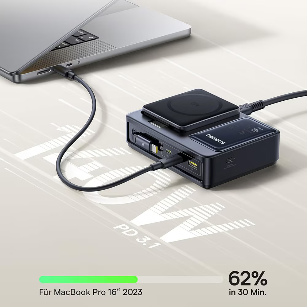 Statie pentru Incarcare fara Fir 5in1, 140W - Baseus Nomos (P10170902123-00) - Black