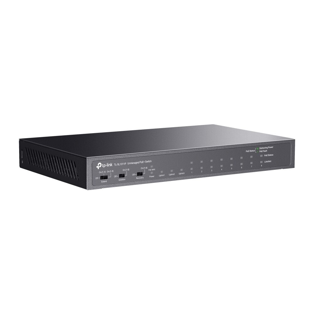 Switch TP-LINK TL-SL1311P, 8x100Mbps(8xPOE+) + 2x1000Mbps + 1xGigabit SFP, negru