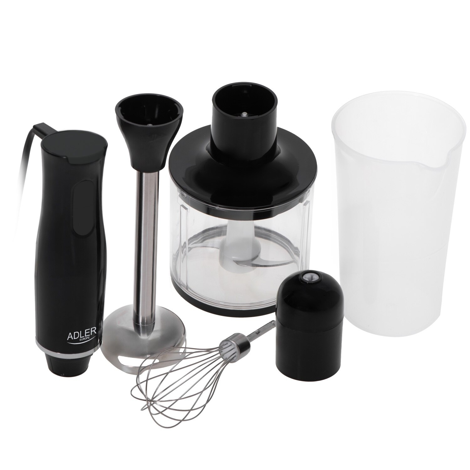 Blender vertical Adler AD 4620B, 500W, 4 in 1, 2 viteze, 500ml/700ml, lame din otel inoxidabil, lungime cablu 1m, Design Modern si Ergonomic, Multifunctional, ideal pentru Macinare, Pasare, Amestecare, Tocare, Negru