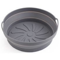 Tava de Copt Adler AD 6734, din Silicon, Potrivita Pentru Air Fryer, Antiaderenta, Rezistenta La Temperaturi Inalte -40°C -230°C, 20.3 x 20.3 x 7 cm, Usor De Curatat, Desprindere Usoara, Reutilizabila, Design Pliabil, Cu Manere Anti Alunecare, Gri
