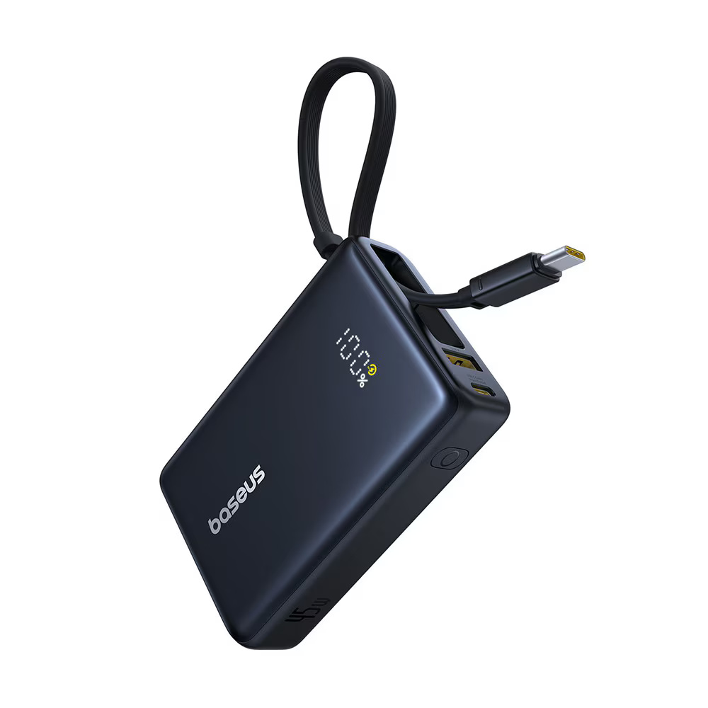 Baterie externa 10000mAh Type-C, USB, 45W, Fast Charging, Cablu Type-C, G30, Policarbonat, Baseus PicoGo P10076803123 00, G30, Policarbonat, Black