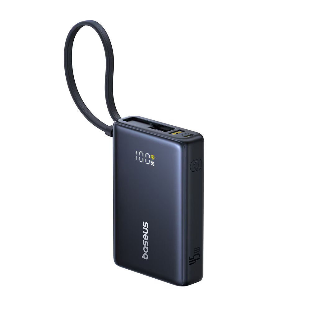 Baterie externa 10000mAh Type-C, USB, 45W, Fast Charging, Cablu Type-C, G30, Policarbonat, Baseus PicoGo P10076803123 00, G30, Policarbonat, Black