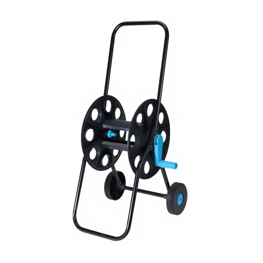 Carucior cu tambur pentru furtun de gradina, Metal, Negru, capacitate tambur 40 m