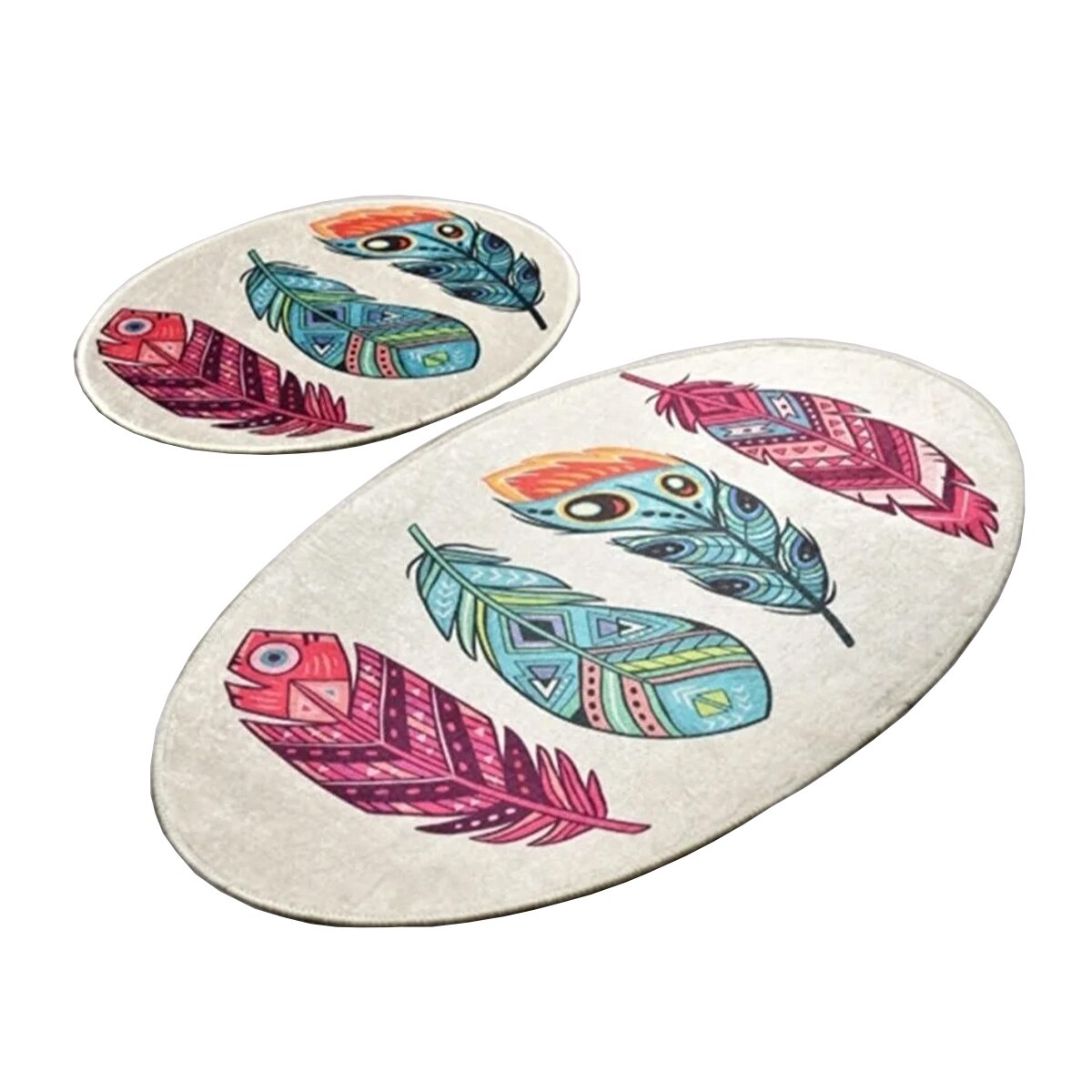 Set 2 Covorase baie Feather, 60 x 100 cm, 50 x 60 cm, Antiderapant, Multicolor