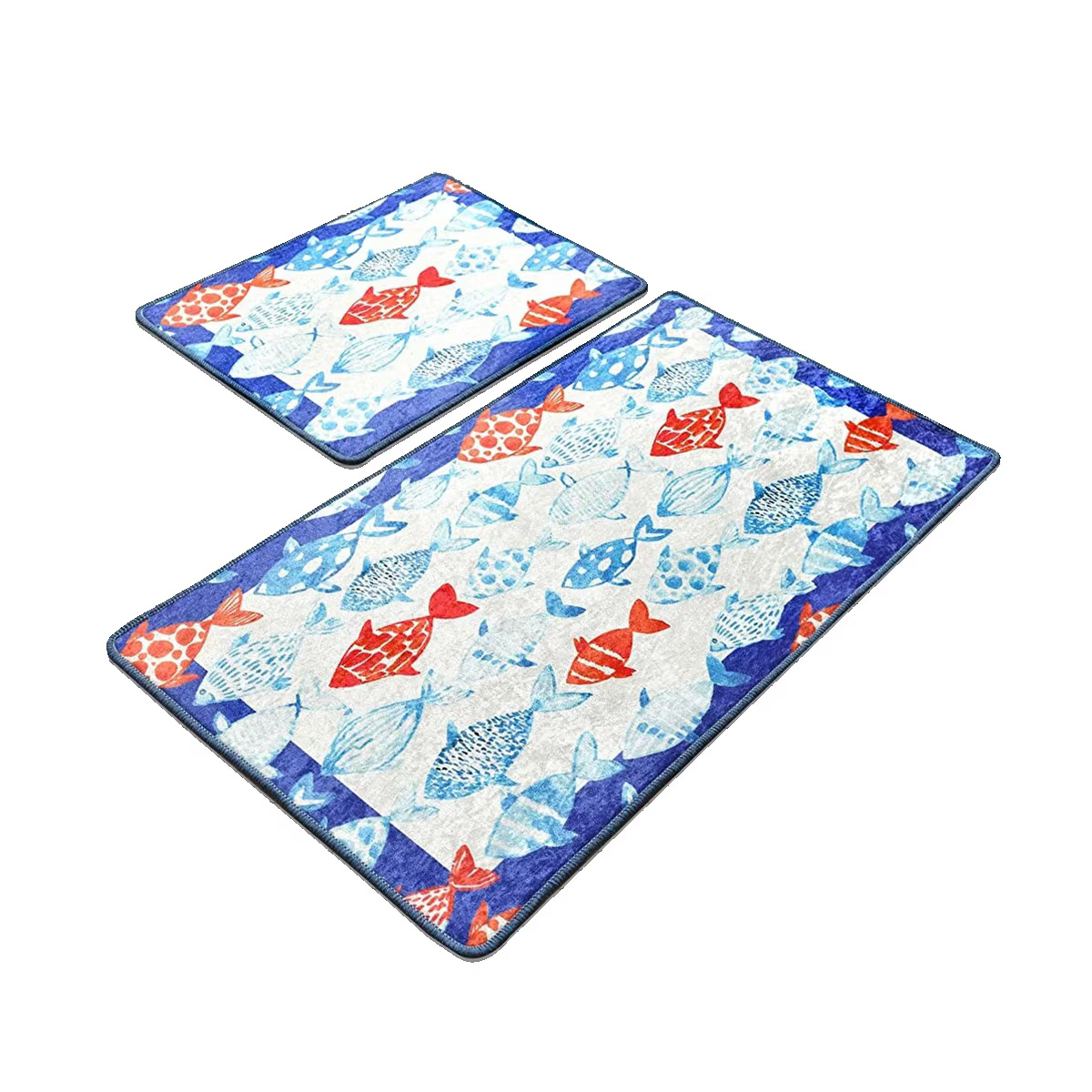 Set 2 Covorase baie Finny Frame, 60 x 100 cm, 50 x 60 cm, Antiderapant, Multicolor