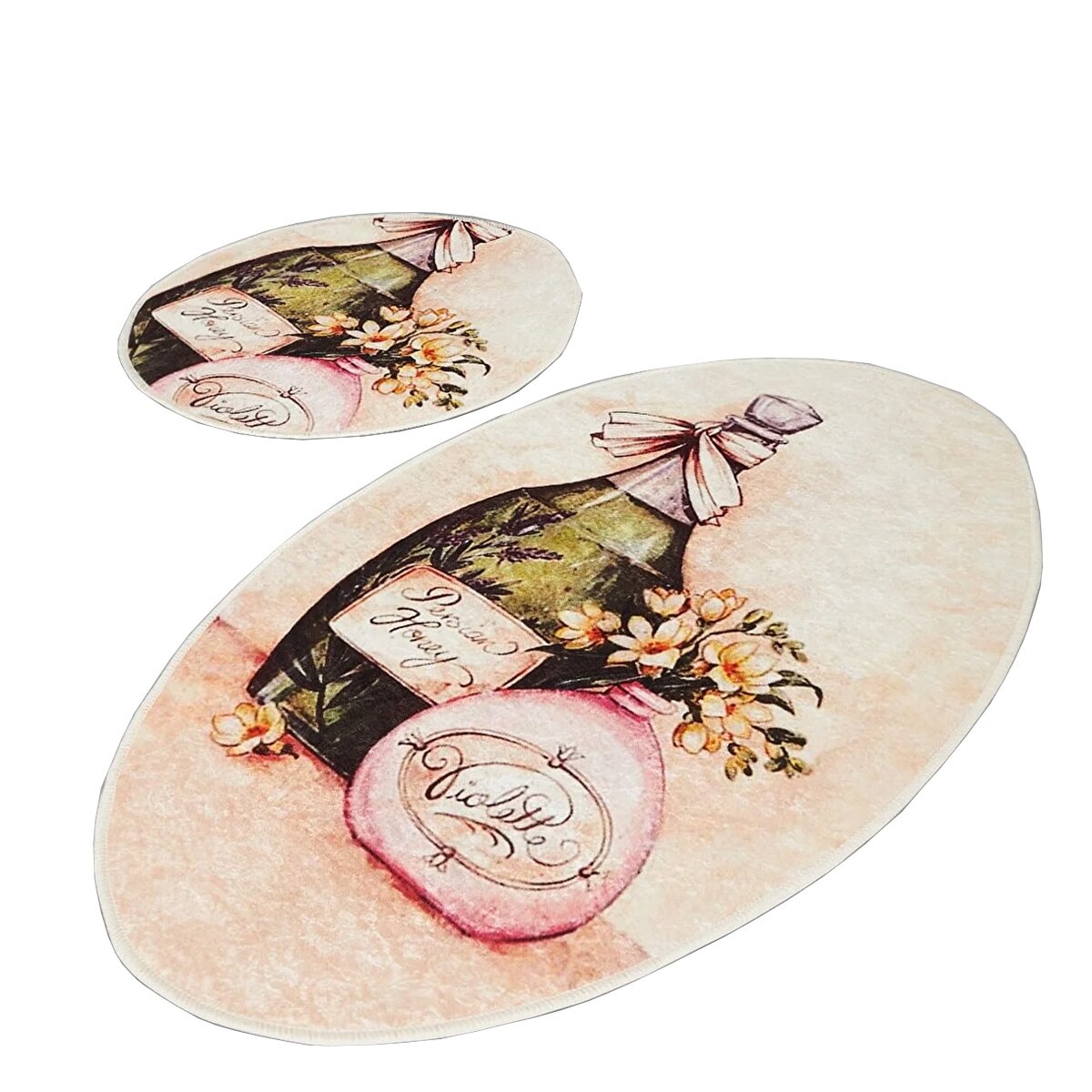 Set 2 Covorase baie Violeta, 60 x 100 cm, 50 x 60 cm, Antiderapant, Multicolor