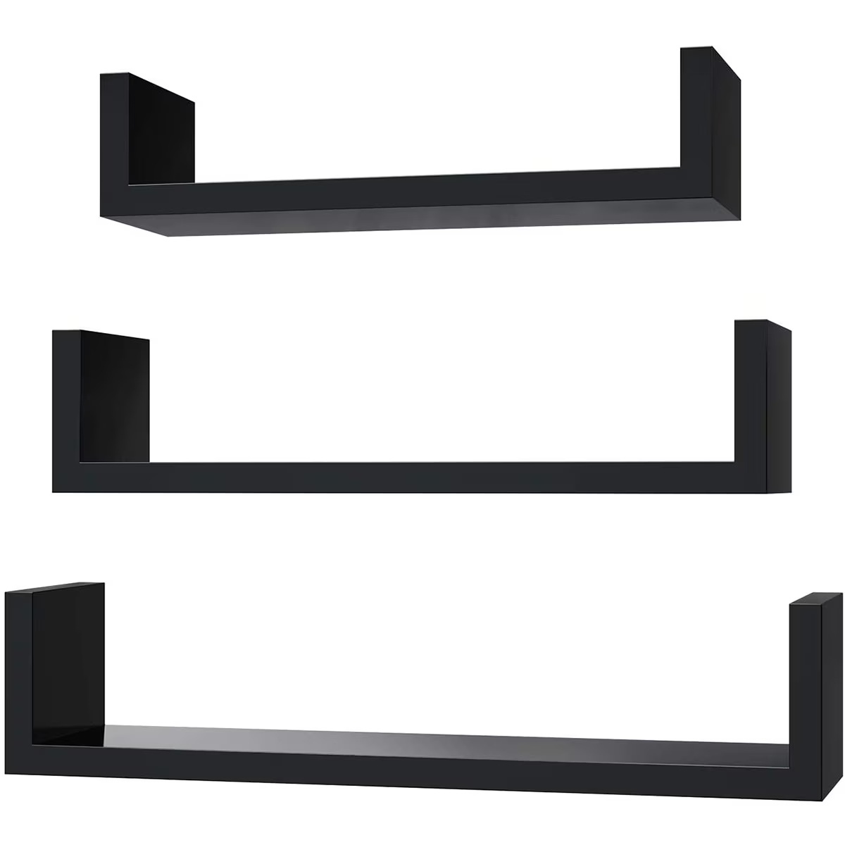 Raft perete Cube, Set 3 bucati, MDF, Negru