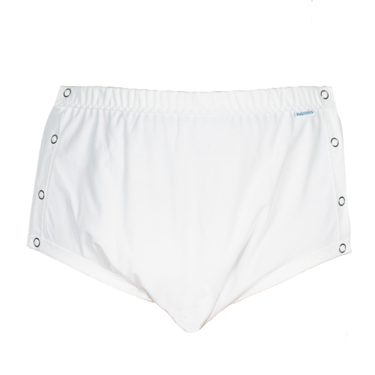 Chilot incontinenta nivel 4/5, Suprima, Unisex, 100% Bumbac, Captuseala poliester, Alb, capse laterale, Mar 36/38