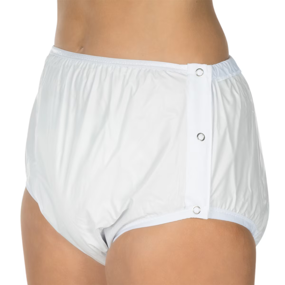 Chilot incontinenta nivel 4/5, Suprima, Unisex, PVC/Poliester, Alb, Mar 48, cu capse laterale