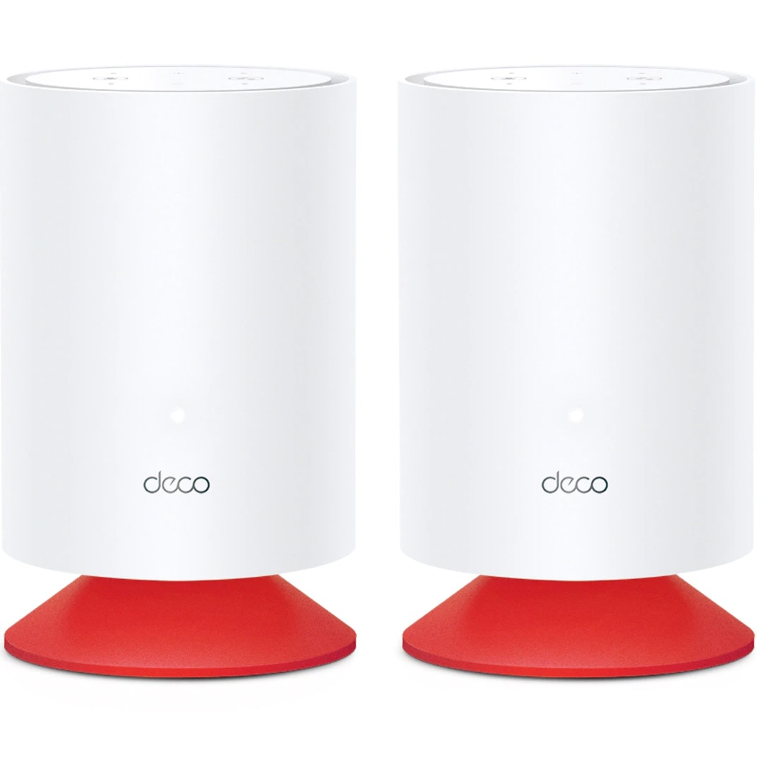 Sistem Mesh Wi-Fi 6 TP-Link Deco Voice X20 (2 pack), Dual-Band, Gigabit, AX1800, cu Speaker Smart incorporat, Beamforming, MU-MIMO, OFDMA, Protectie Real-Time IoT, Control Parental si Sistem Alexa integrat