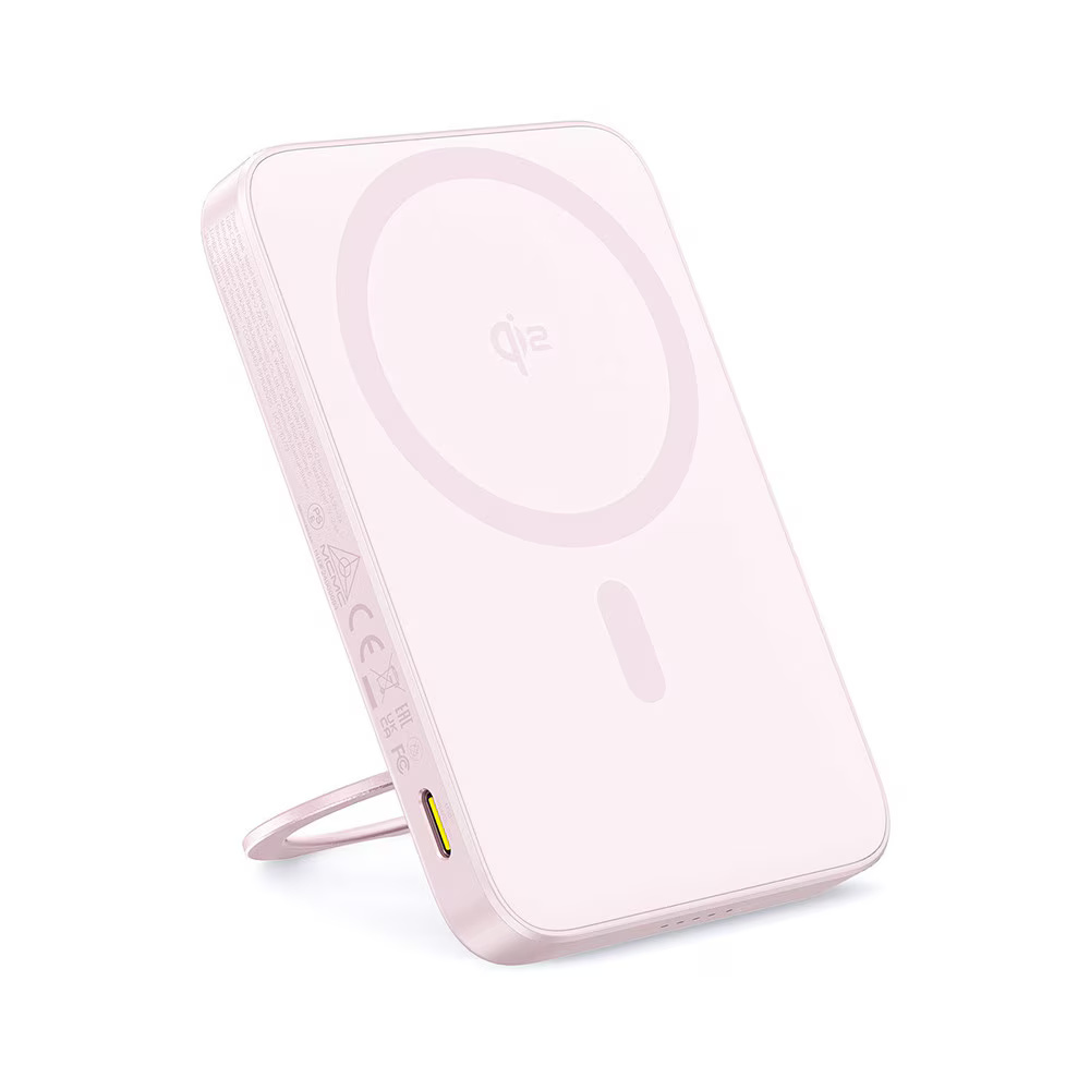 Baterie externa Baseus PicoGo 5000mAh, incarcare rapida 20W, suport rotativ, roz
