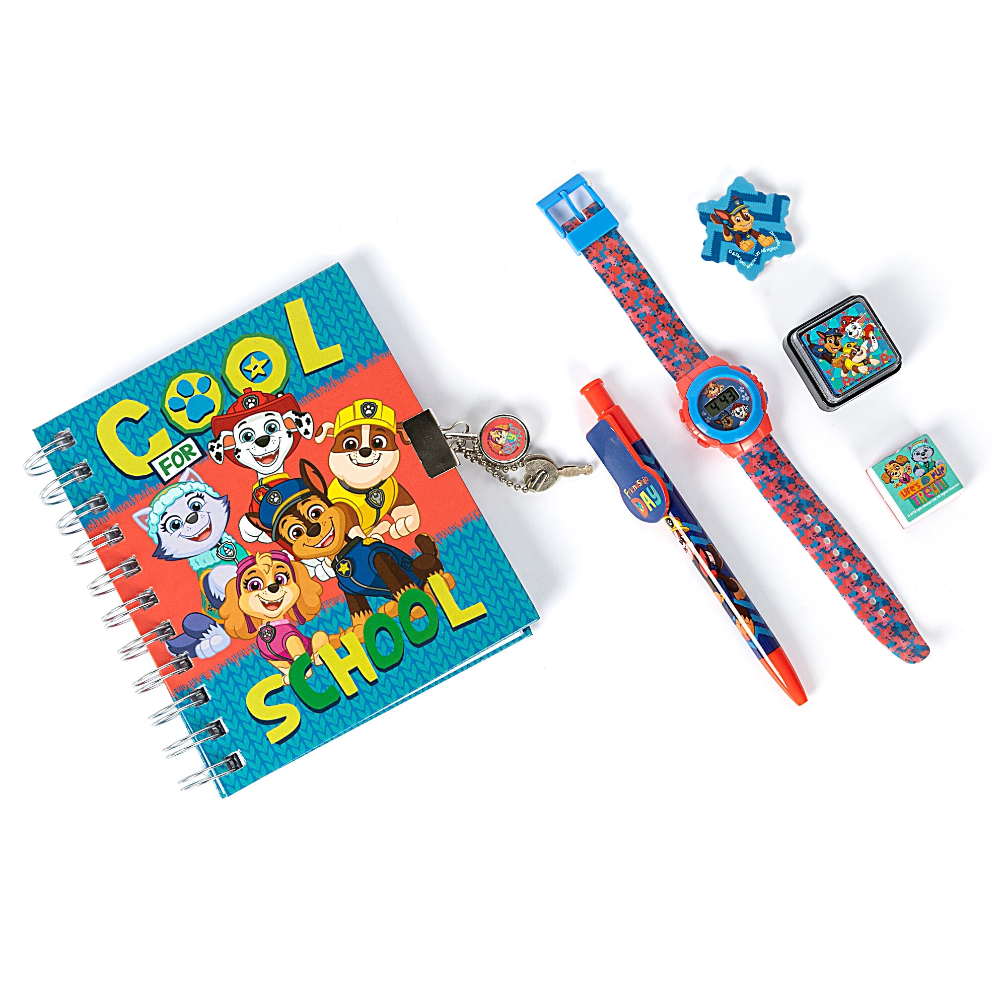 Set cu ceas si instrumente de scris Paw Patrol