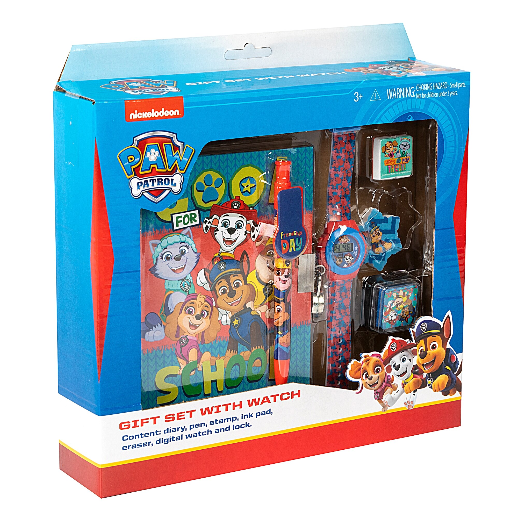 Set cu ceas si instrumente de scris Paw Patrol