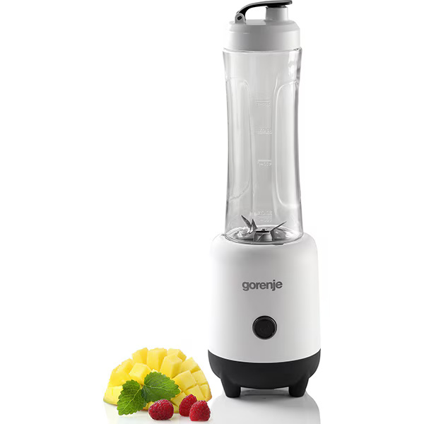 Mini blender Gorenje BSM600LBW, 0.6l, 300W, 1 treapta viteza, alb-negru