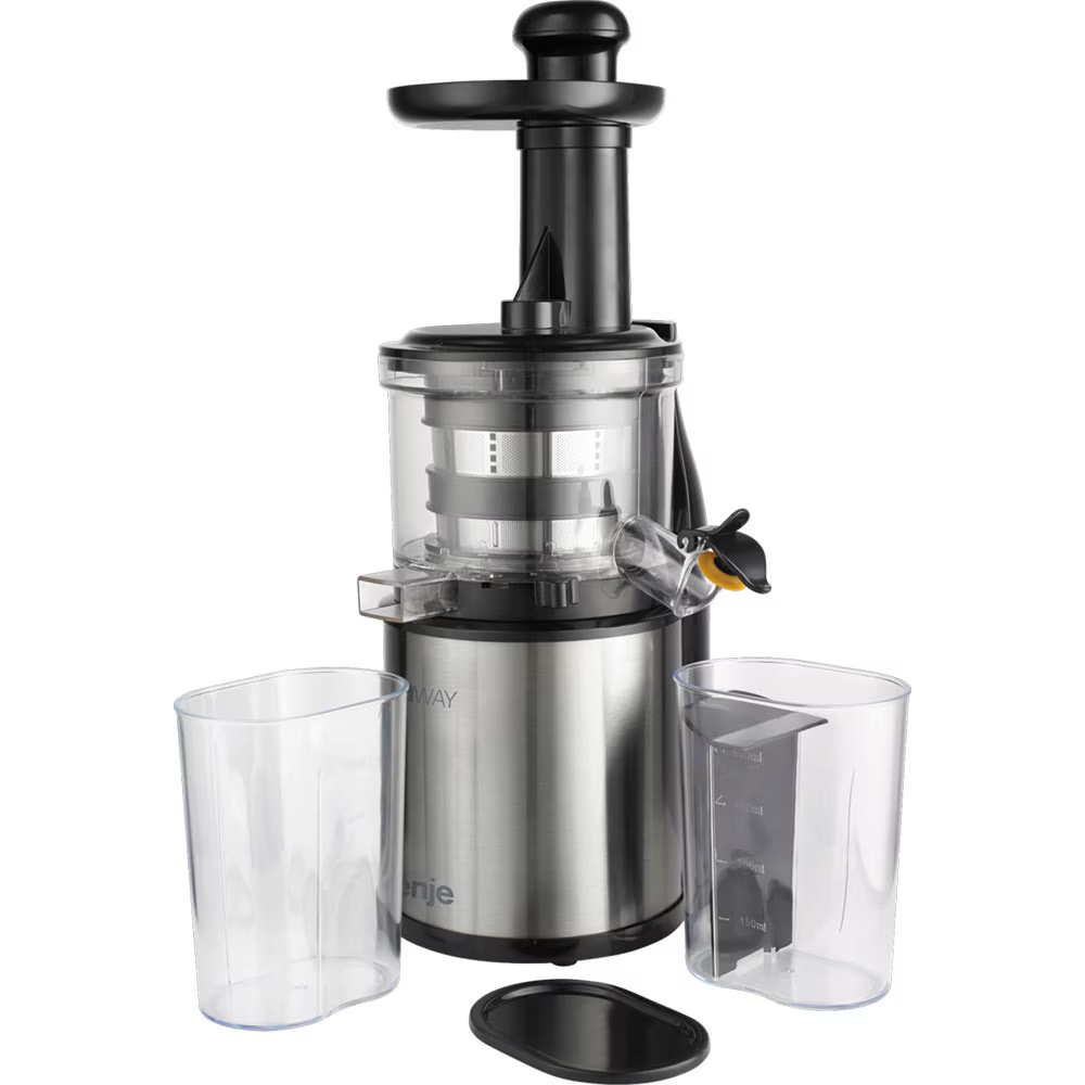 Storcator de fructe si legume cu melc Gorenje JC4800VWY, 200 W, 70 RPM, Recipient suc 0.6 l, Recipient pulpa 0.6 l, Negru/Inox
