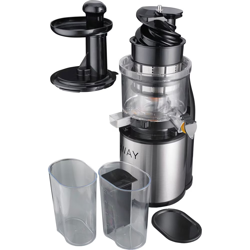 Storcator de fructe si legume cu melc Gorenje JC4800VWY, 200 W, 70 RPM, Recipient suc 0.6 l, Recipient pulpa 0.6 l, Negru/Inox