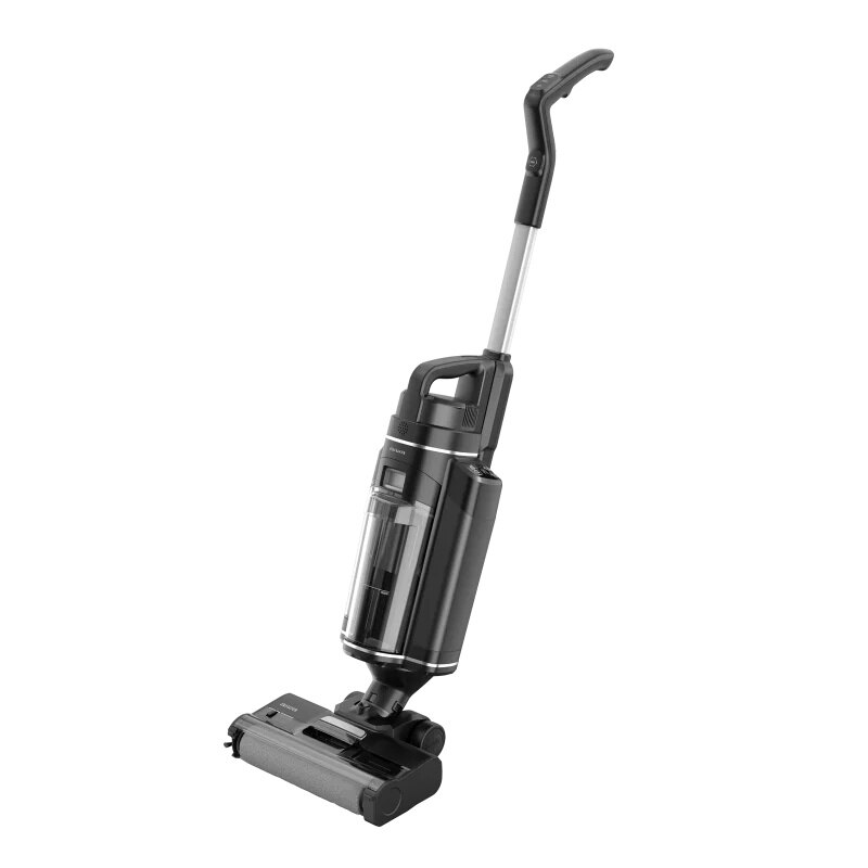 Aspirator vertical Aiwa MIZUSUI PRO AFC-800, 2 in 1 Uscat si Umed, 200W, 11kPa, 18V~ 5200mAh, Autonomie de Pana la 60 de Minute, Rezervor Dublu, Baza cu Autocuratare, Usor de manevrat, 10 Accesorii Incluse, Gri inchis