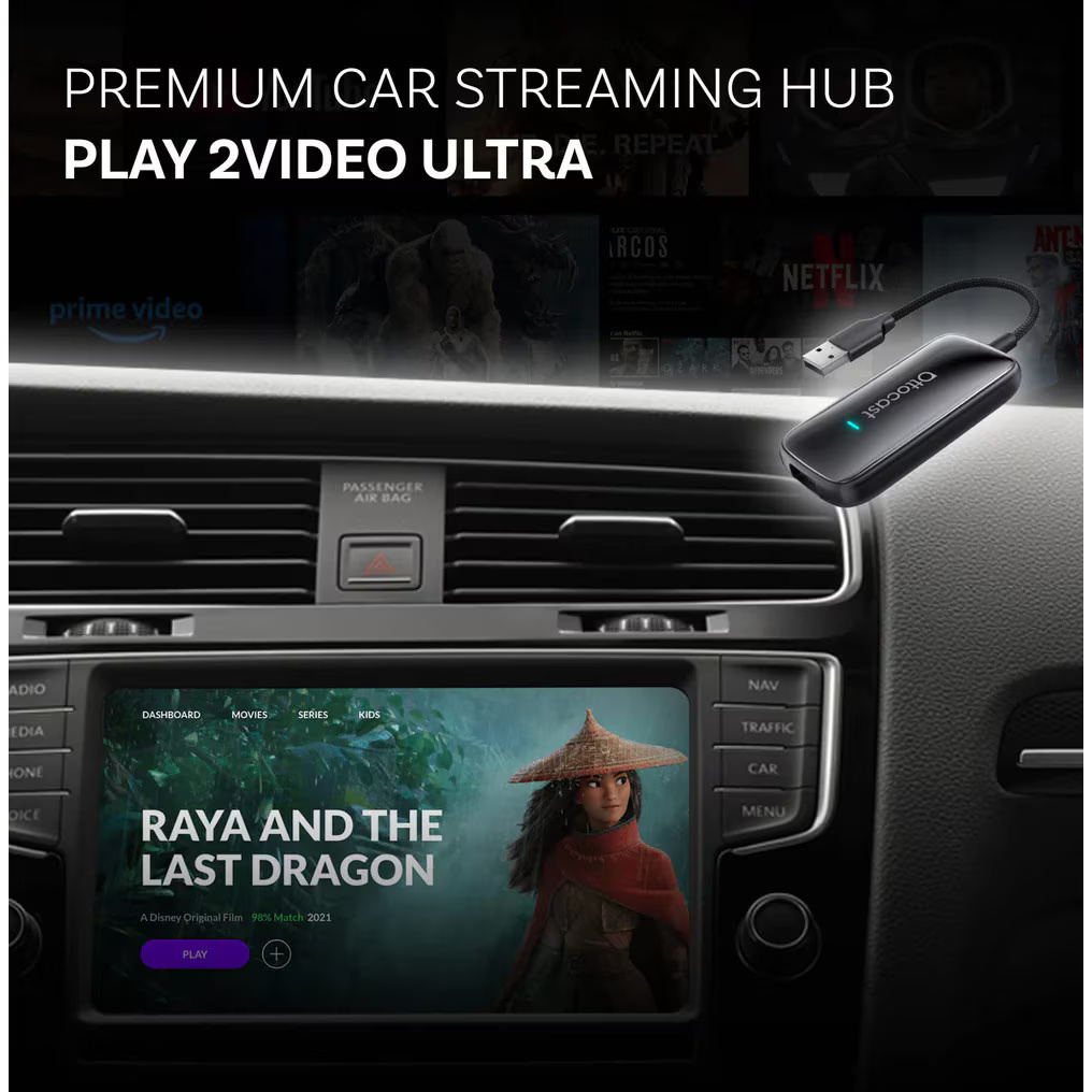 Adapter auto Ottocast Play2Video Ultra, Carplay/Android Auto, Wi-Fi 5 GHz, negru mat, set complet