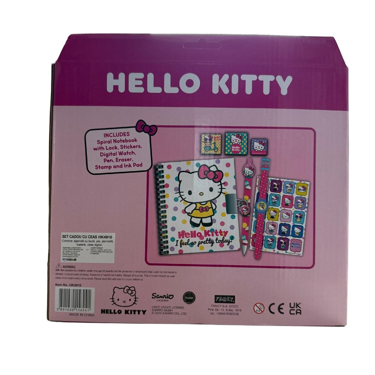 Set Cadou Cu Ceas Hello Kitty, 6 piese
