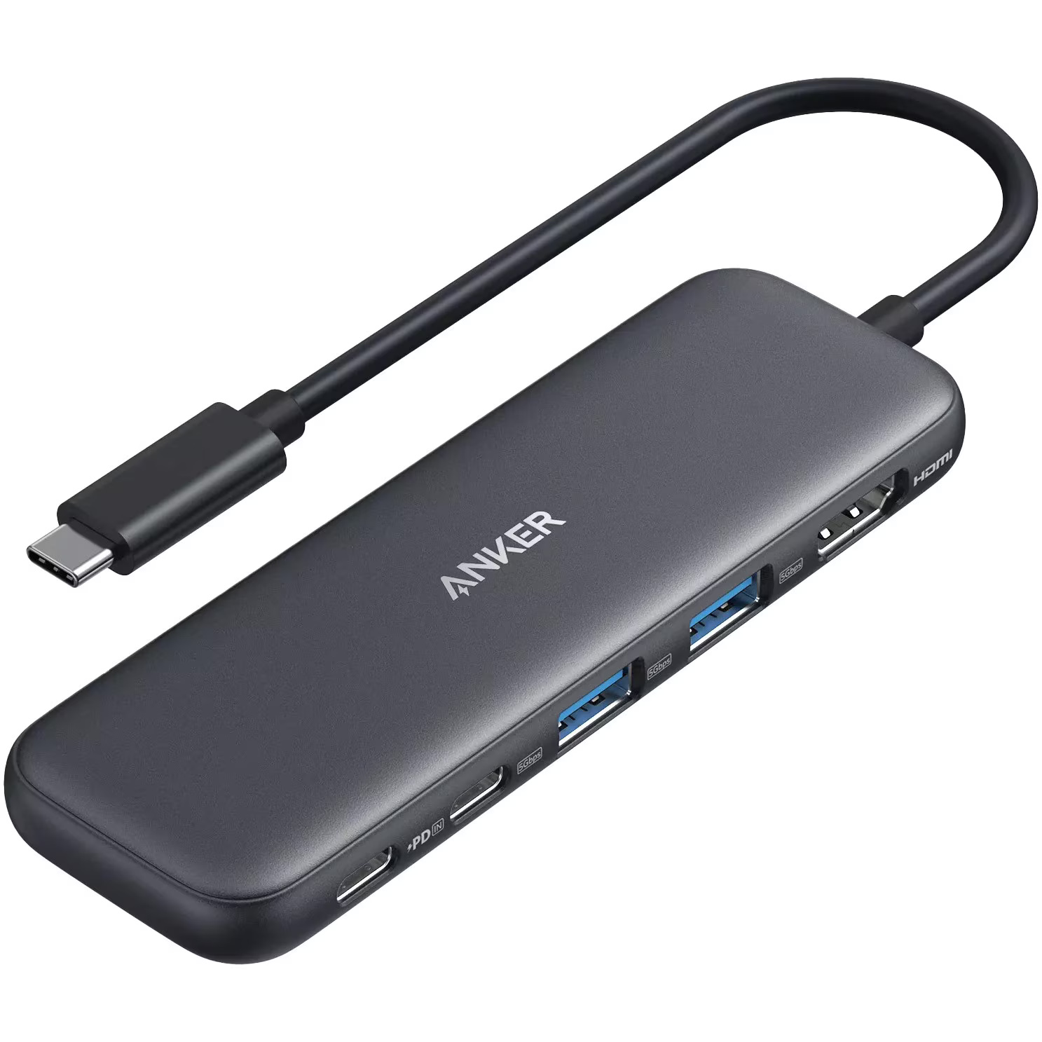 Hub USB-C Anker 332 (5-in-1) cu afisaj HDMI 4K, 5 Gbps – si 2 porturi de date USB-A de 5 Gbps