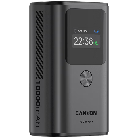 Statie de incarcare CANYON, OnPower 130, TFT, 10000 mAh, PD, 30 W, negru/gri