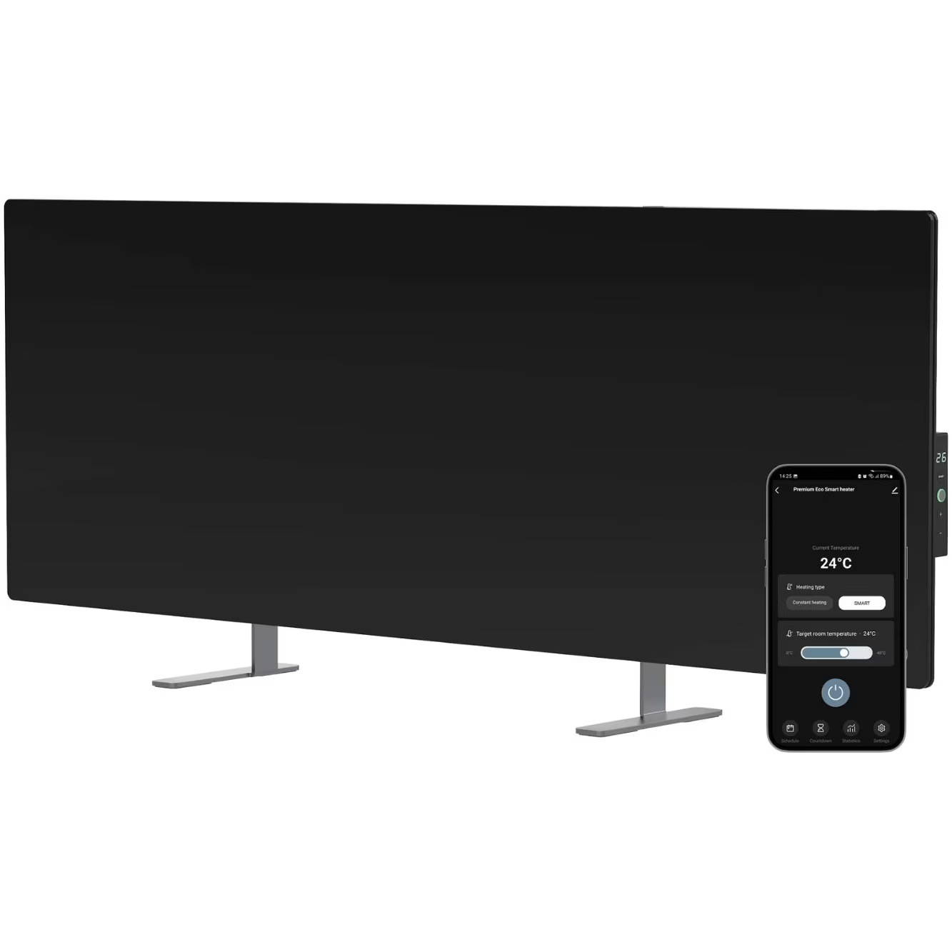 Convector electric de podea/perete AENO AGH0004S, Ecran LED, 700 W, Wi-Fi, Infrarosu, Negru